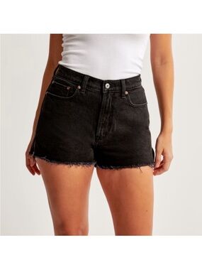 Abercrombie & Fitch The Mom Short High-Rise Black Denim Shorts
